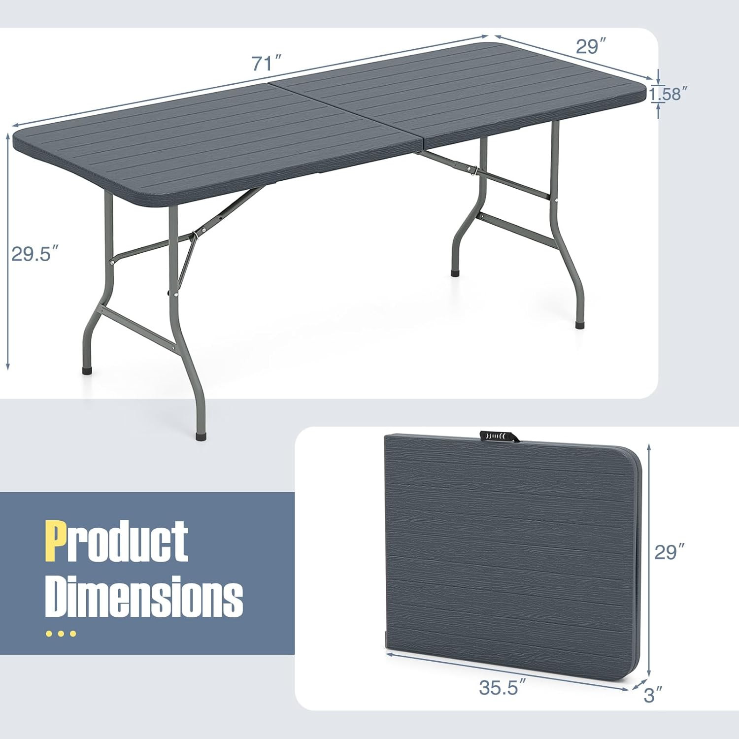 6FT Folding Picnic Table Set with Benches for Indoor/Outdoor Use
