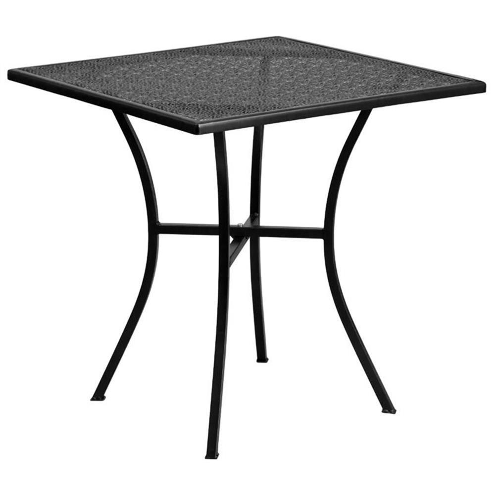 Flash Furniture 28″ Square Steel Flower Print Patio Dining Table in Black