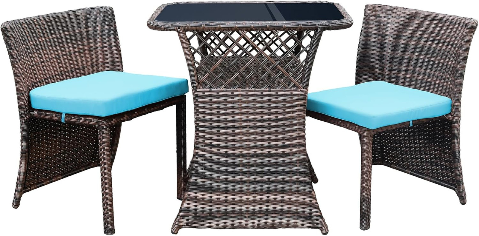 Inc. 3PC Chair/Table Bistro Set, Brown Outdoor Wicker Furniture, Onesize