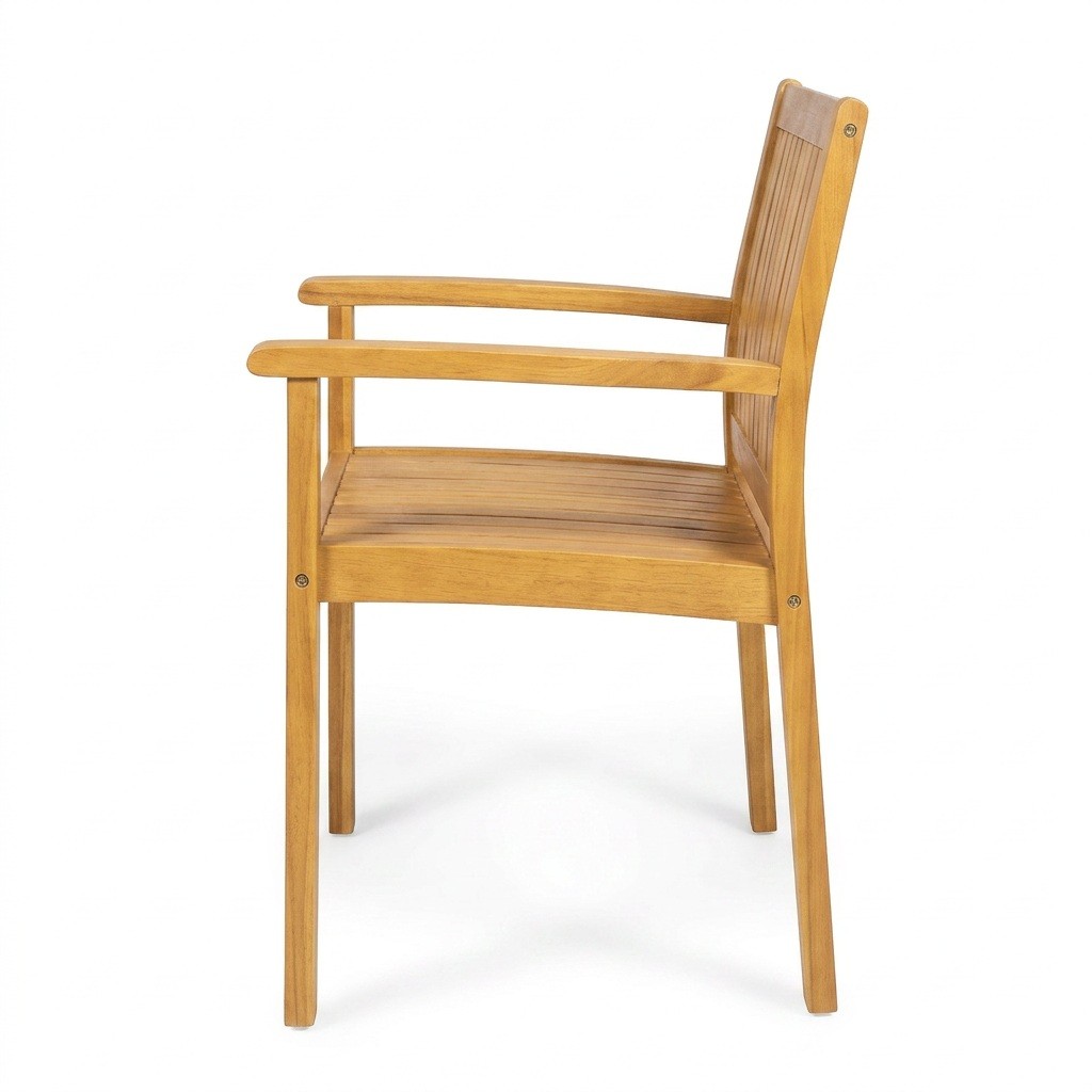 Acacia Wood Dining Chairs Set of 2, Teak, 22.25″ W x 24″ D x 35.5″ H