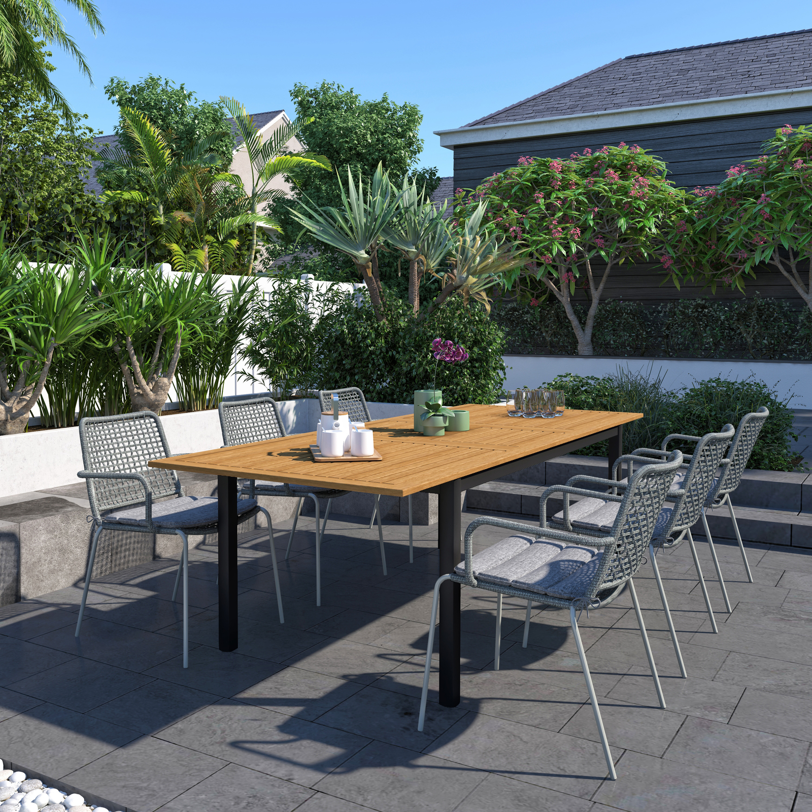 Amazonia Chateau 7-Piece Outdoor Dining Set | Teak | Ideal for Patios