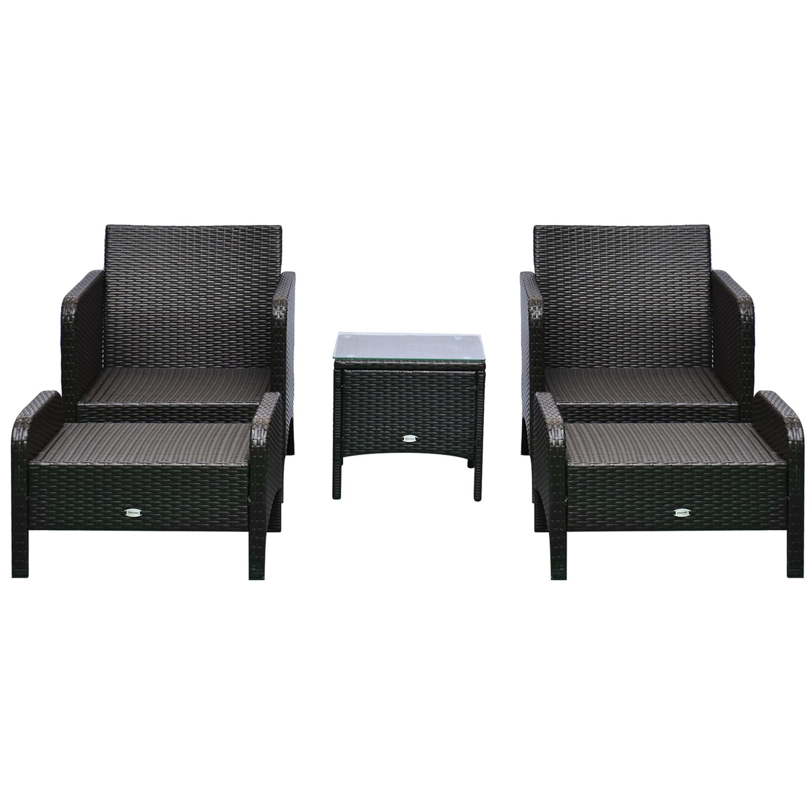 Water-Resistant 5-Piece Lounge Set PE Rattan Frame Powder-Coated Metal Blue