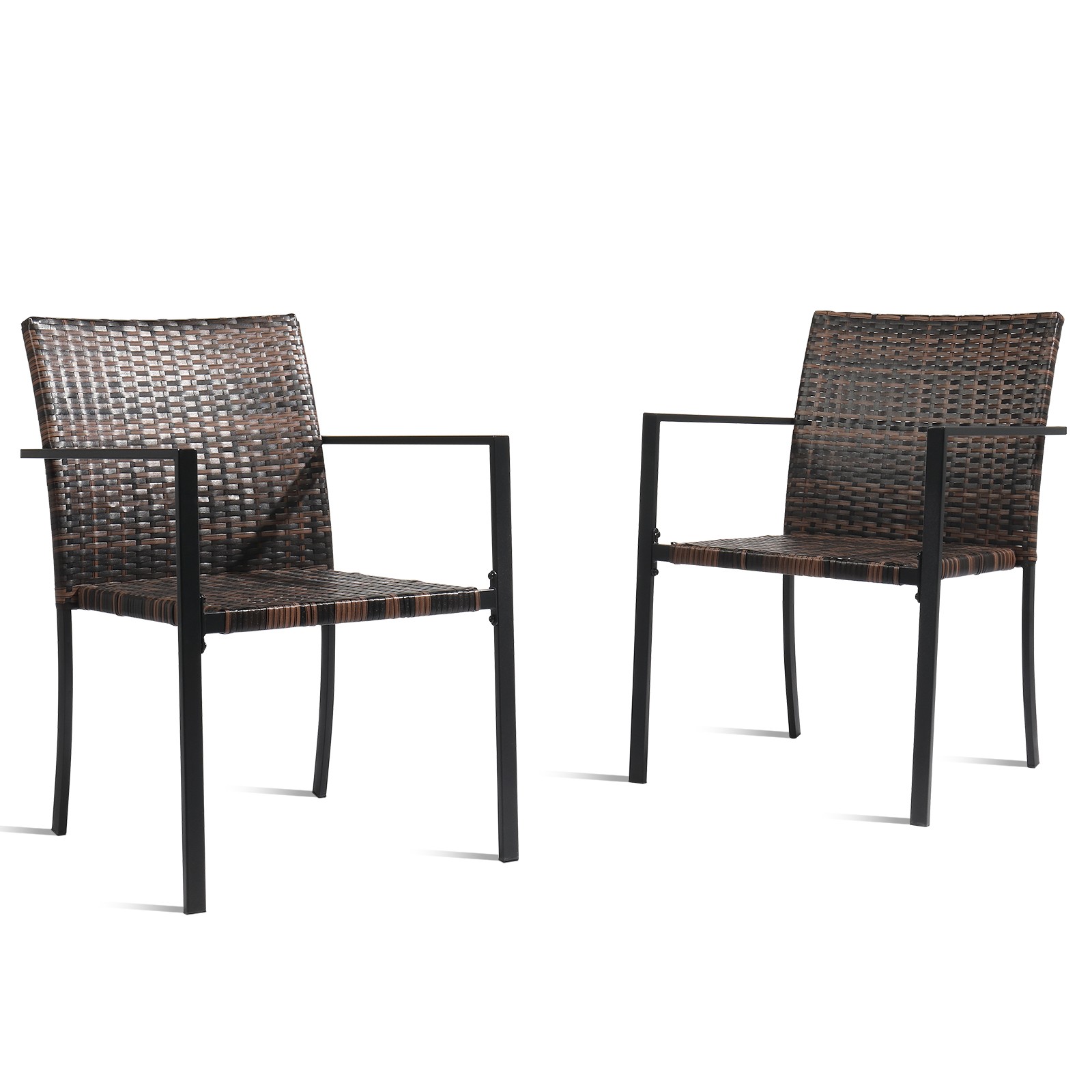 2pcs Stackable Outdoor Wicker Patio Dining Chairs, All-Weather Firepit Armchair