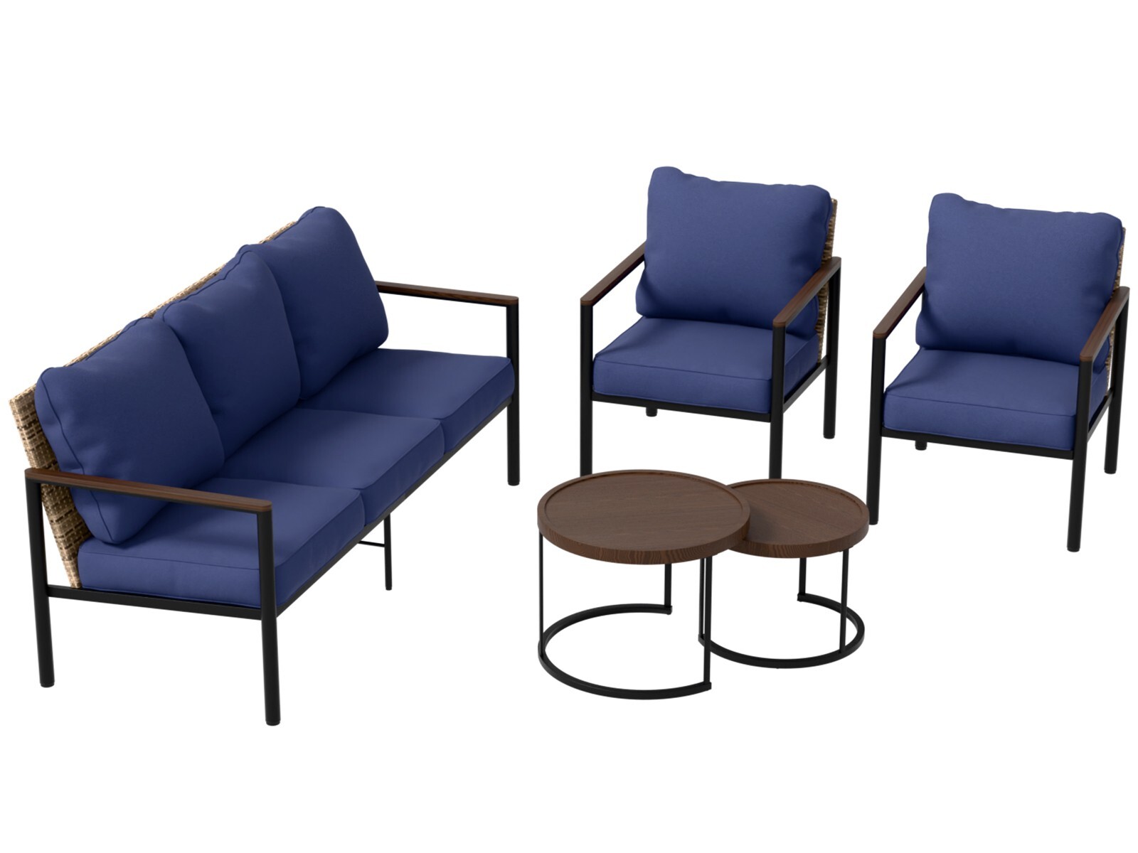 EAGLE PEAK 6 PCS Modern Outdoor Patio Furniture Set Wicker Conversation Set
