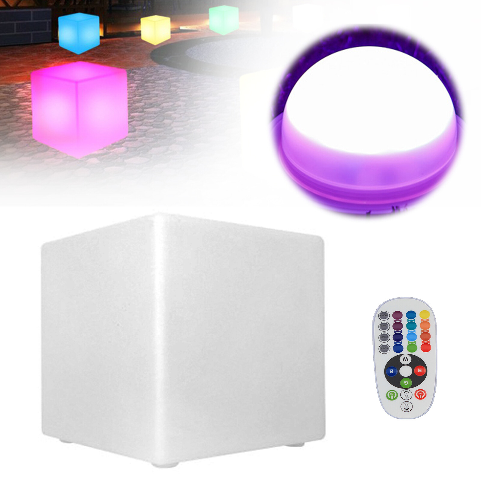 17″ LED Cube Light Pub Bar Stool W/Remote Control 16 RGB Colors Changing Chair