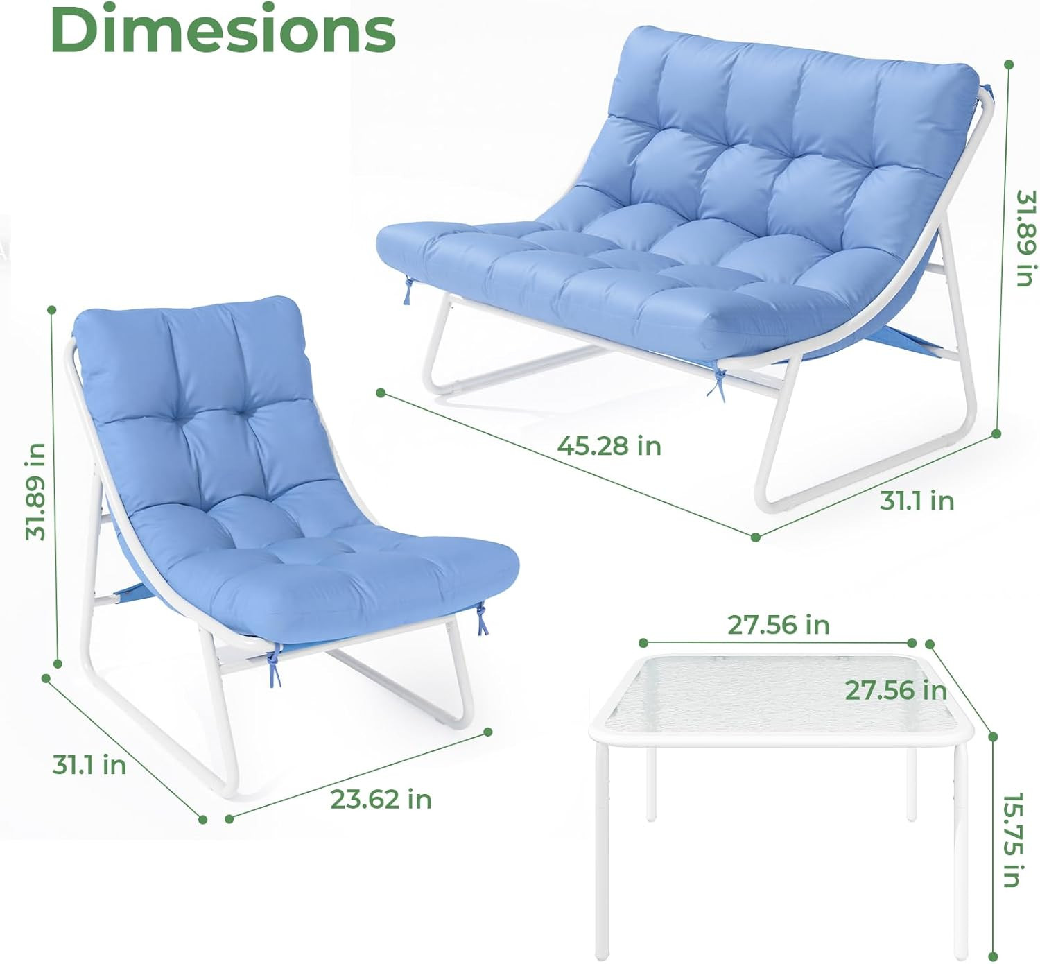 Patio Furniture Set, 4-Piece Outdoor Patio Conversation Set, 2-In-1 Metal Patio
