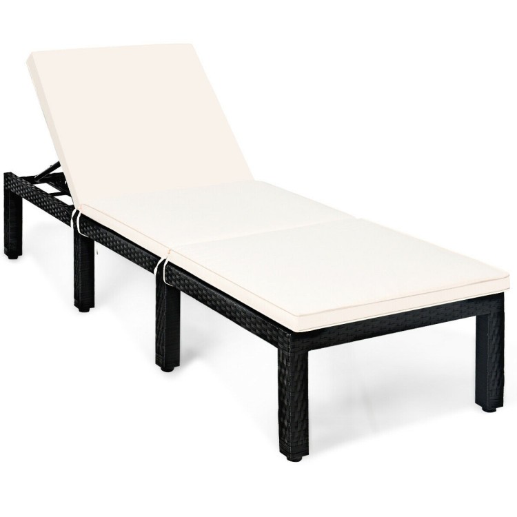 Outdoor Rattan Lounge Chair – 6-Position Adjustable Recliner with Cushions
