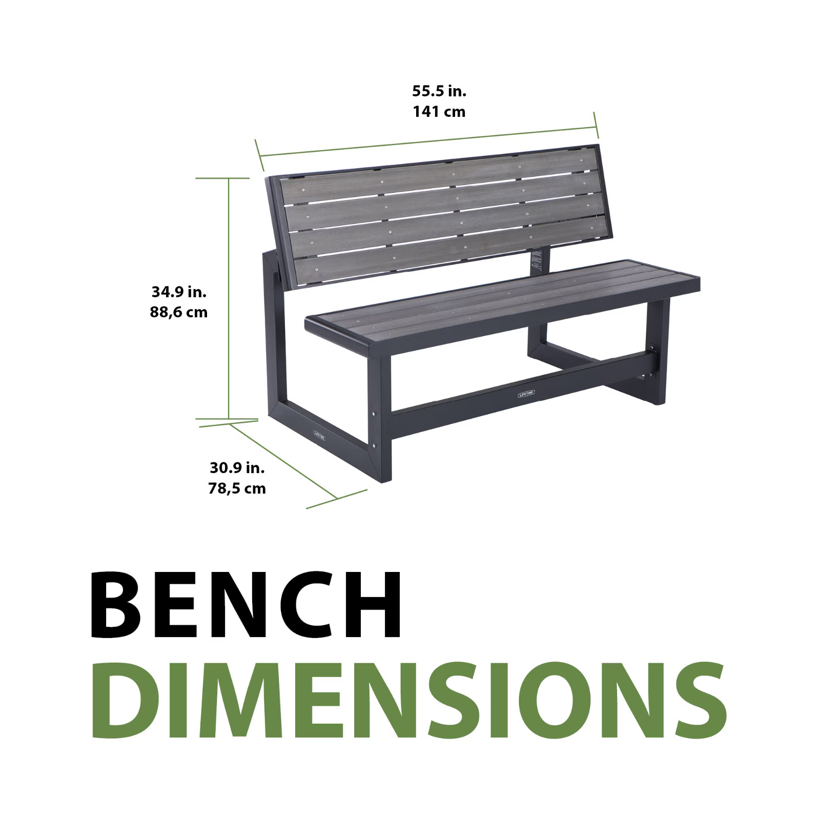 Lifetime Outdoor Durable Polystyrene Convertible Bench, Harbor Gray (60253)