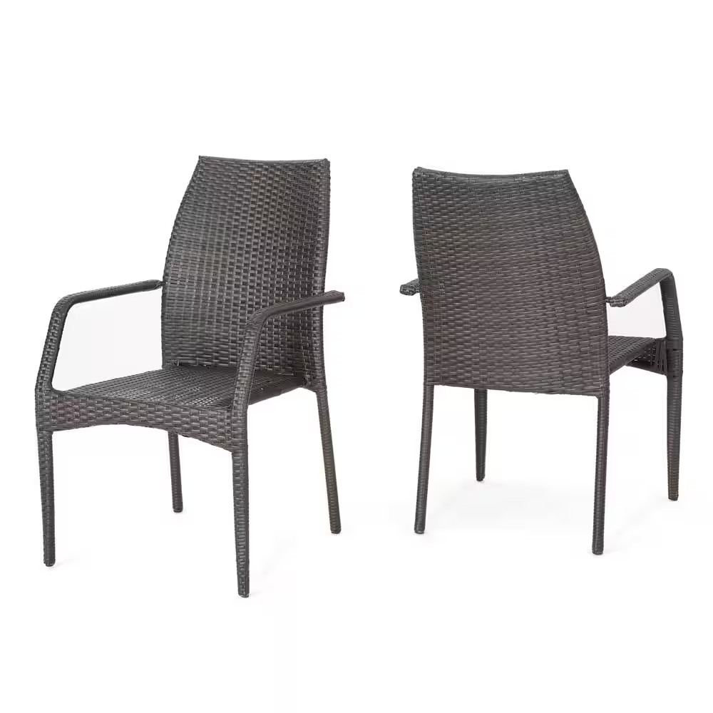 Canoga Multi Brown Faux Rattan Outdoor Patio Dining Chairs (Set of 2)