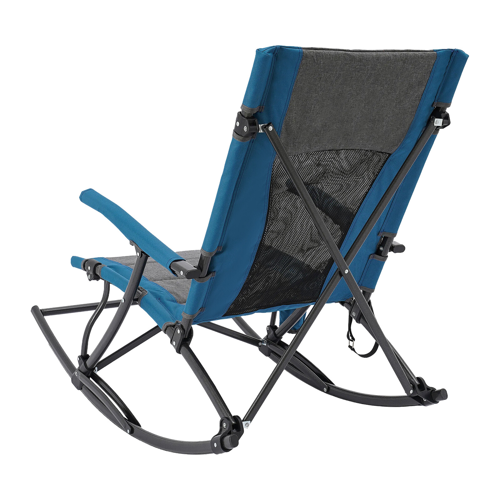 Folding Rocking Camping Chair Steel Frame Oxford Mesh Back Cup Holder 330 lb