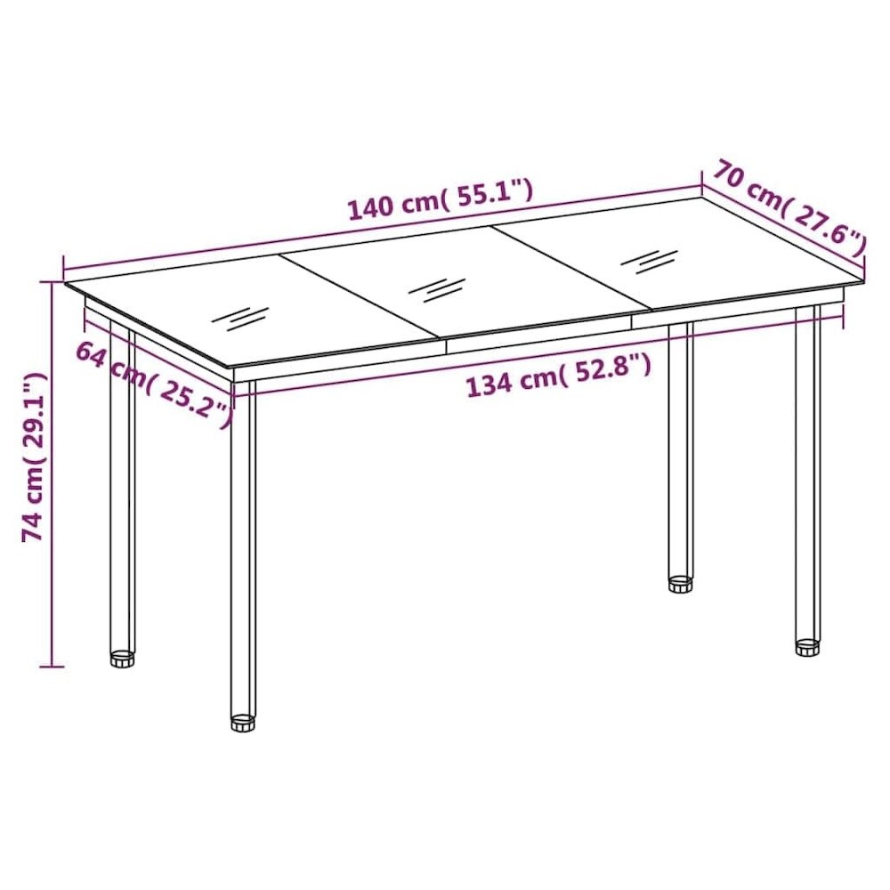 Garden Dining Set Black Powder-coated steel, glass, plastic Large