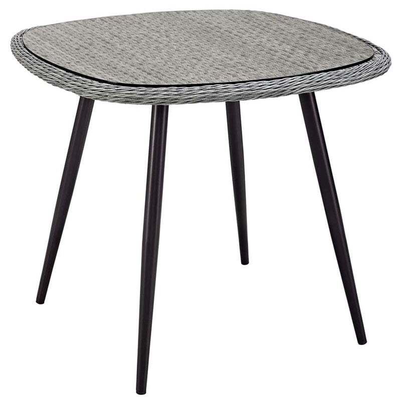 Afuera Living 36″ Square Glass Top Patio Bistro Table in Gray