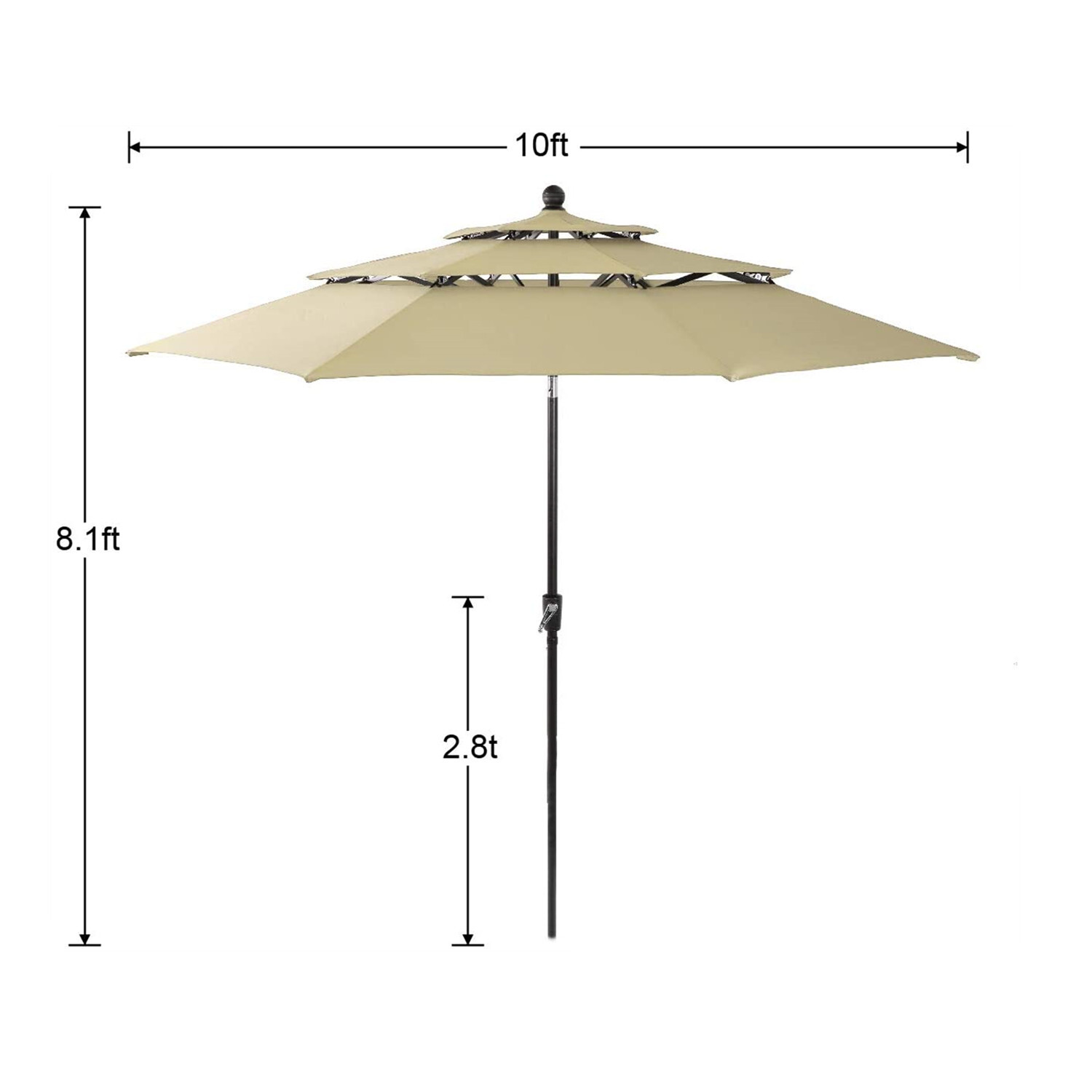 PHI VILLA Patio Furniture Set of 6 w/ Umbrella Swivel Chairs Outdoor Dining Set