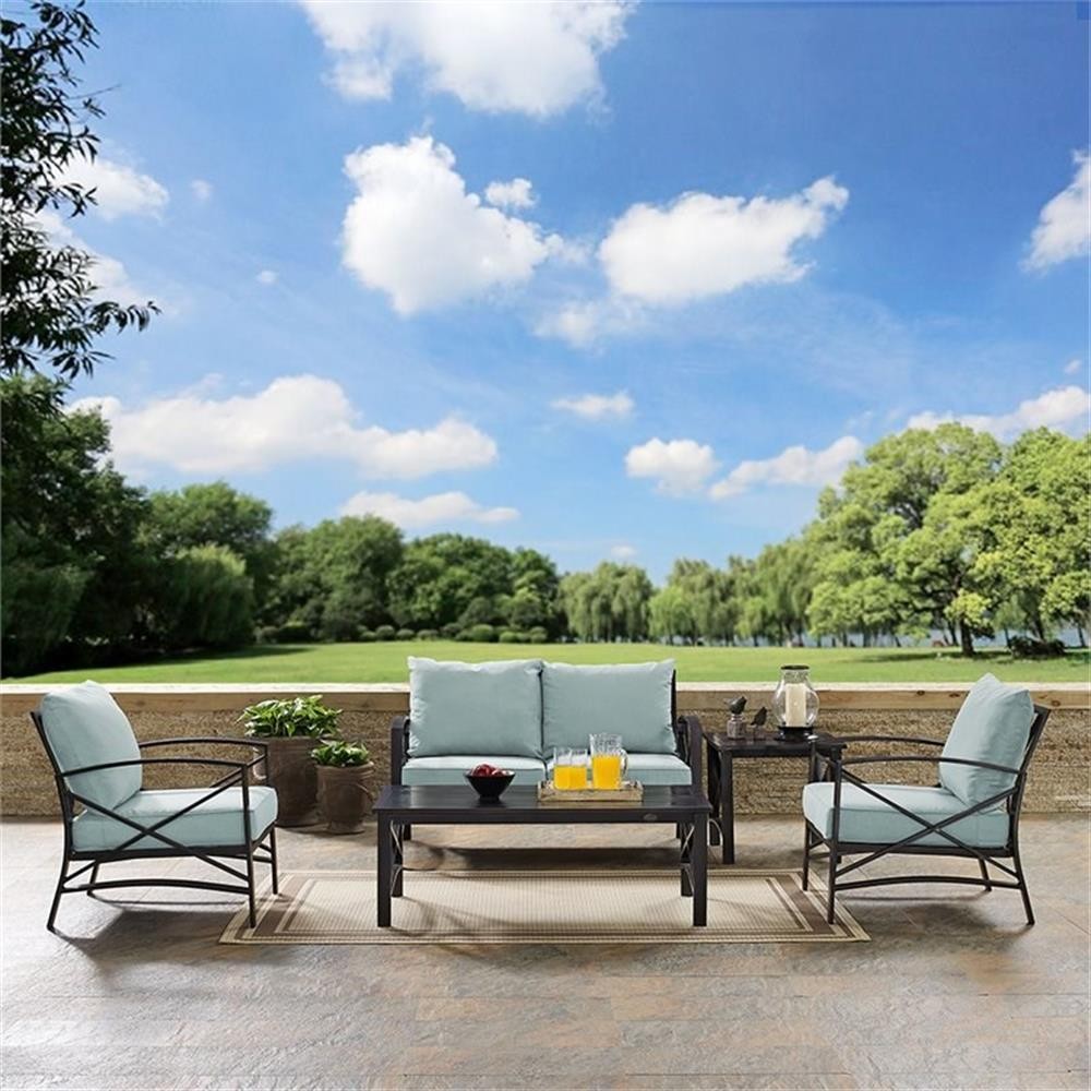 Pemberly Row 5-Piece Fabric Sofa Set in Oil Rubbed Bronze/Mist Green