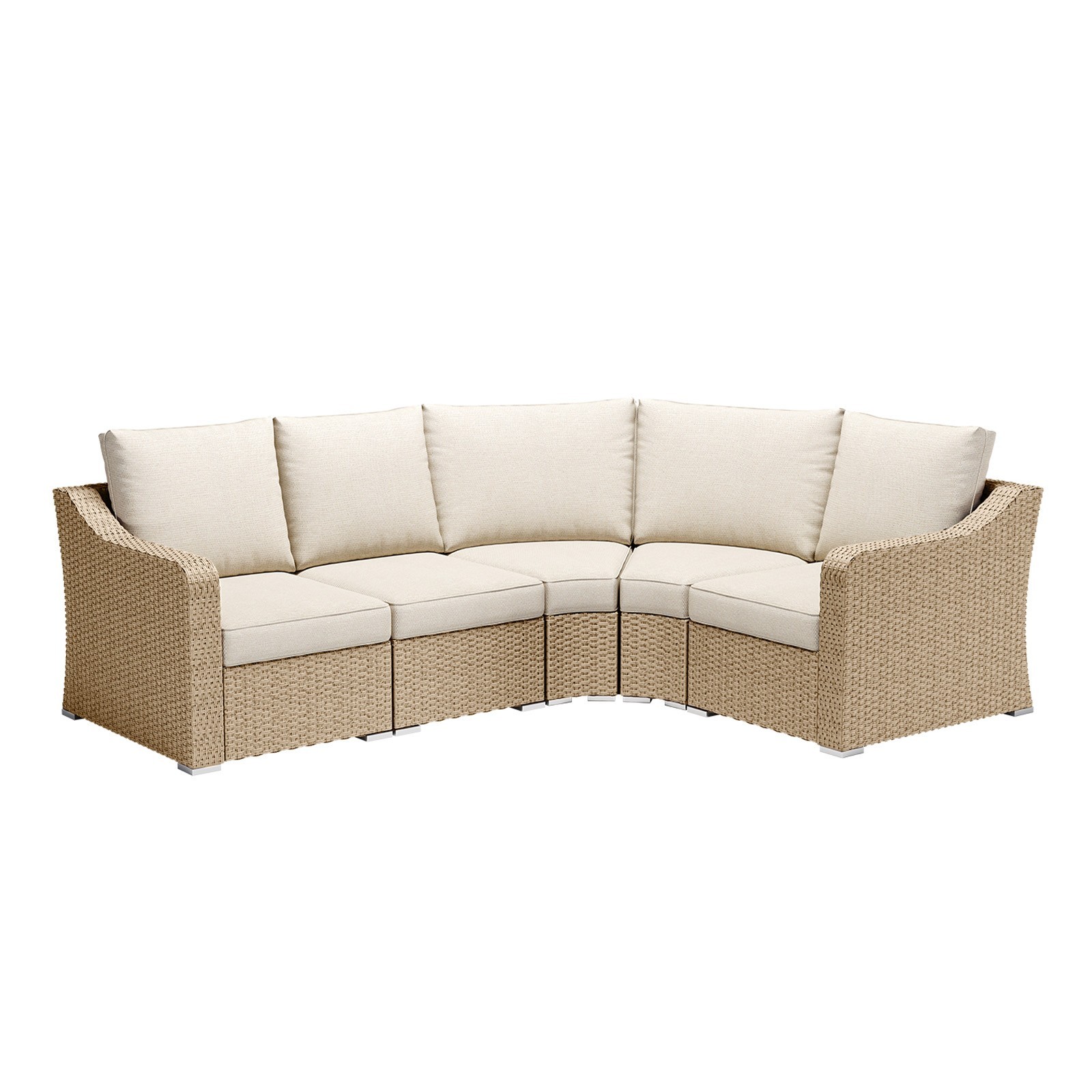 Patio Furniture Set 5 PCS L-Shaped Modular Sectional Wicker Couch w/ Cushions