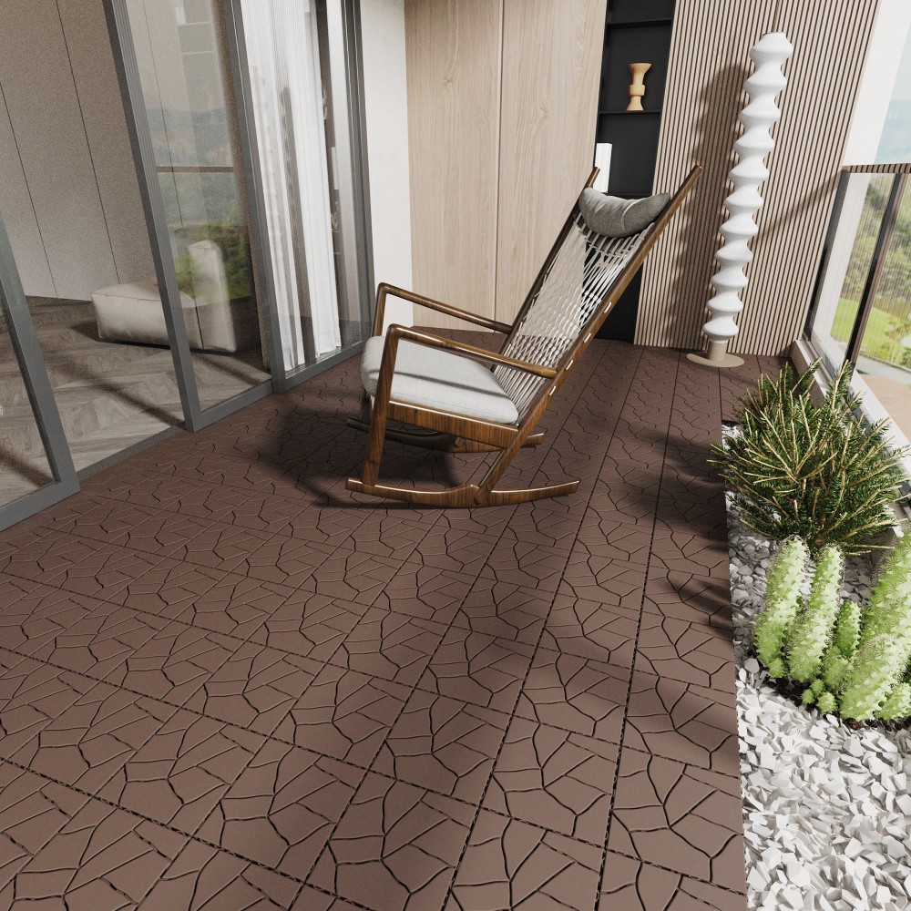 Interlocking Deck Tiles 12×12 for Patio Balcony Pool DIY Flooring Gray