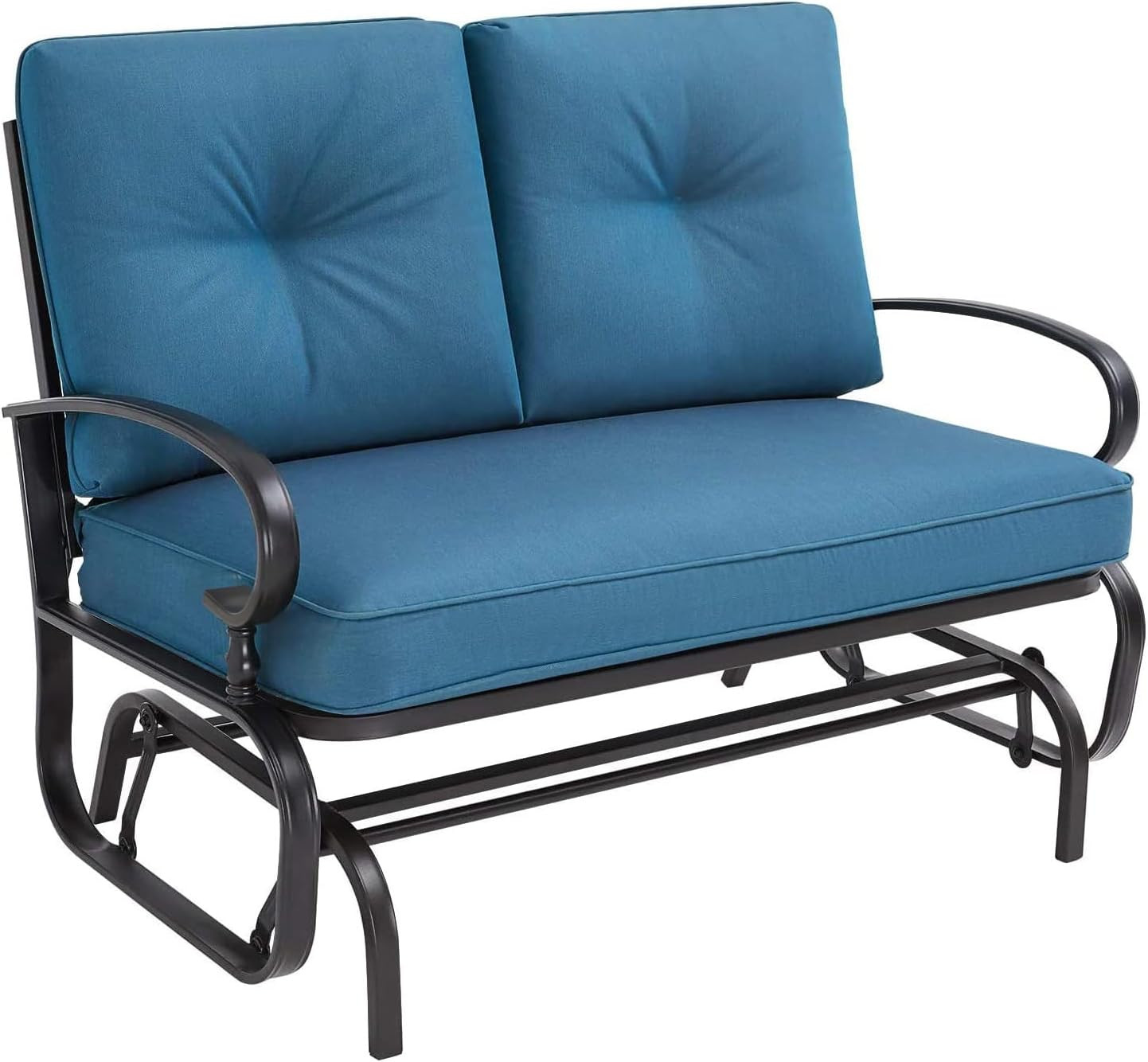 Outdoor Glider Rocking Bench 2 Person Patio Loveseat Steel Frame Furniture Set f