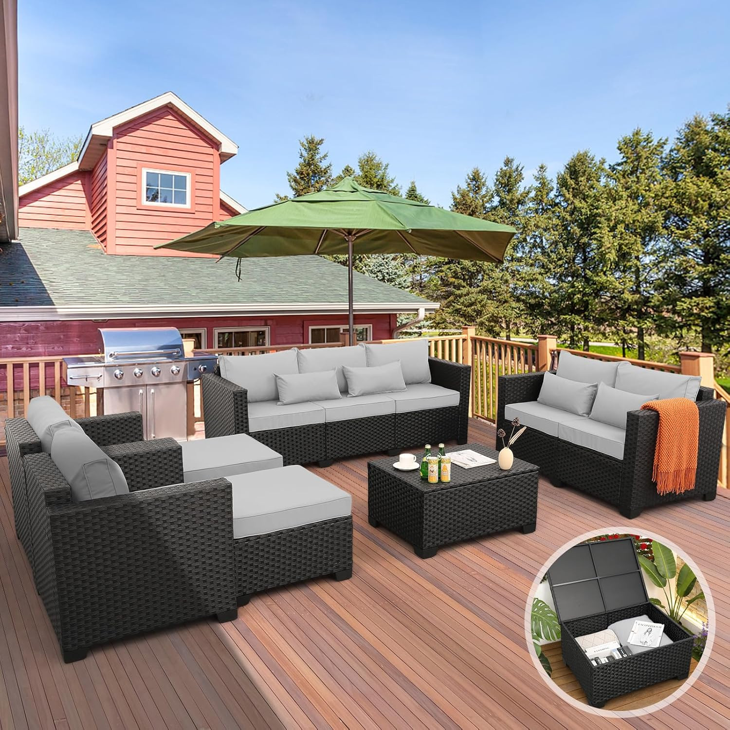 Patio Furniture Sets 7 Pieces Outdoor Furniture Sectional Patio Couches Set with