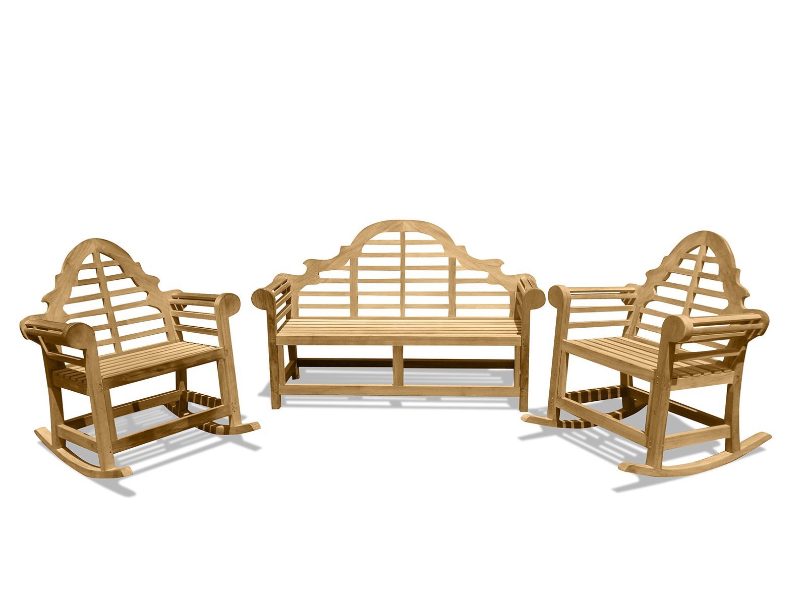 Windsor’s Lutyens Genuine Grade A Teak 3 pc Set, Three Seater Bench & 2 Rockers