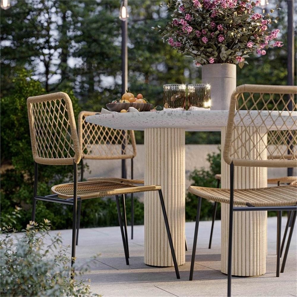 Maklaine Modern Terrazzo Concrete Indoor / Outdoor Dining Table