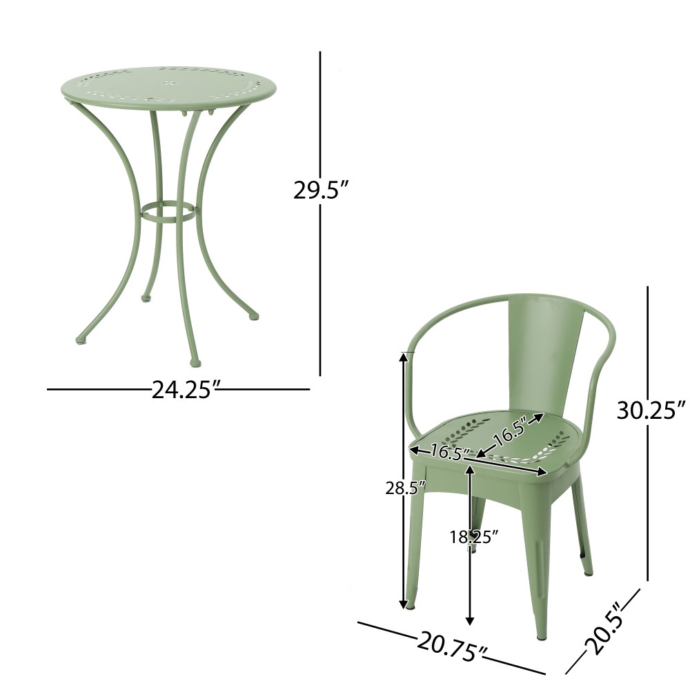 3 Pc Metal Dining Chair Set KD Assembly