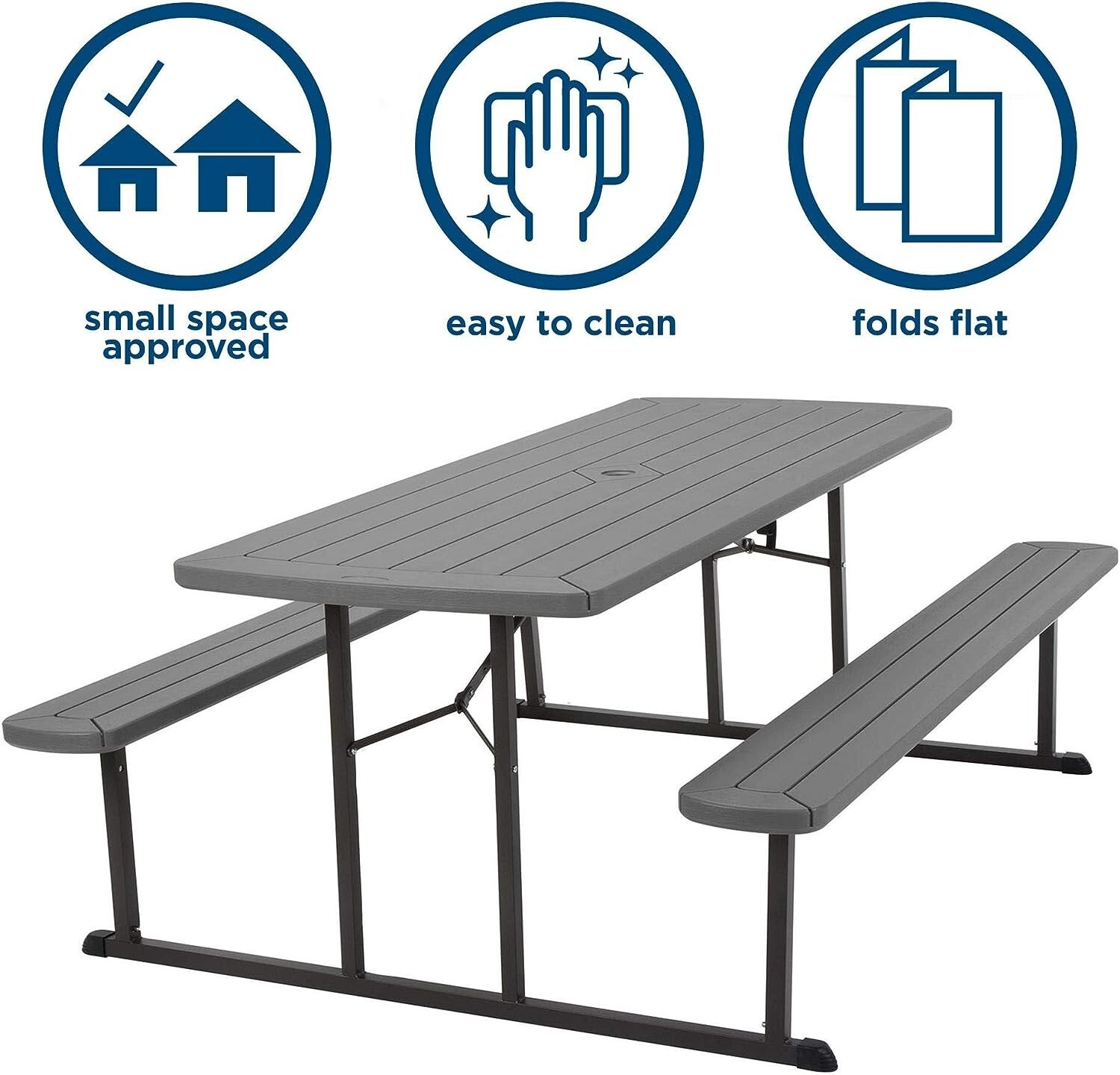 Cosco Outdoor Living 87902DGR1E 6 ft. Folding Blow Mold, Dark Wood Grain with Gr
