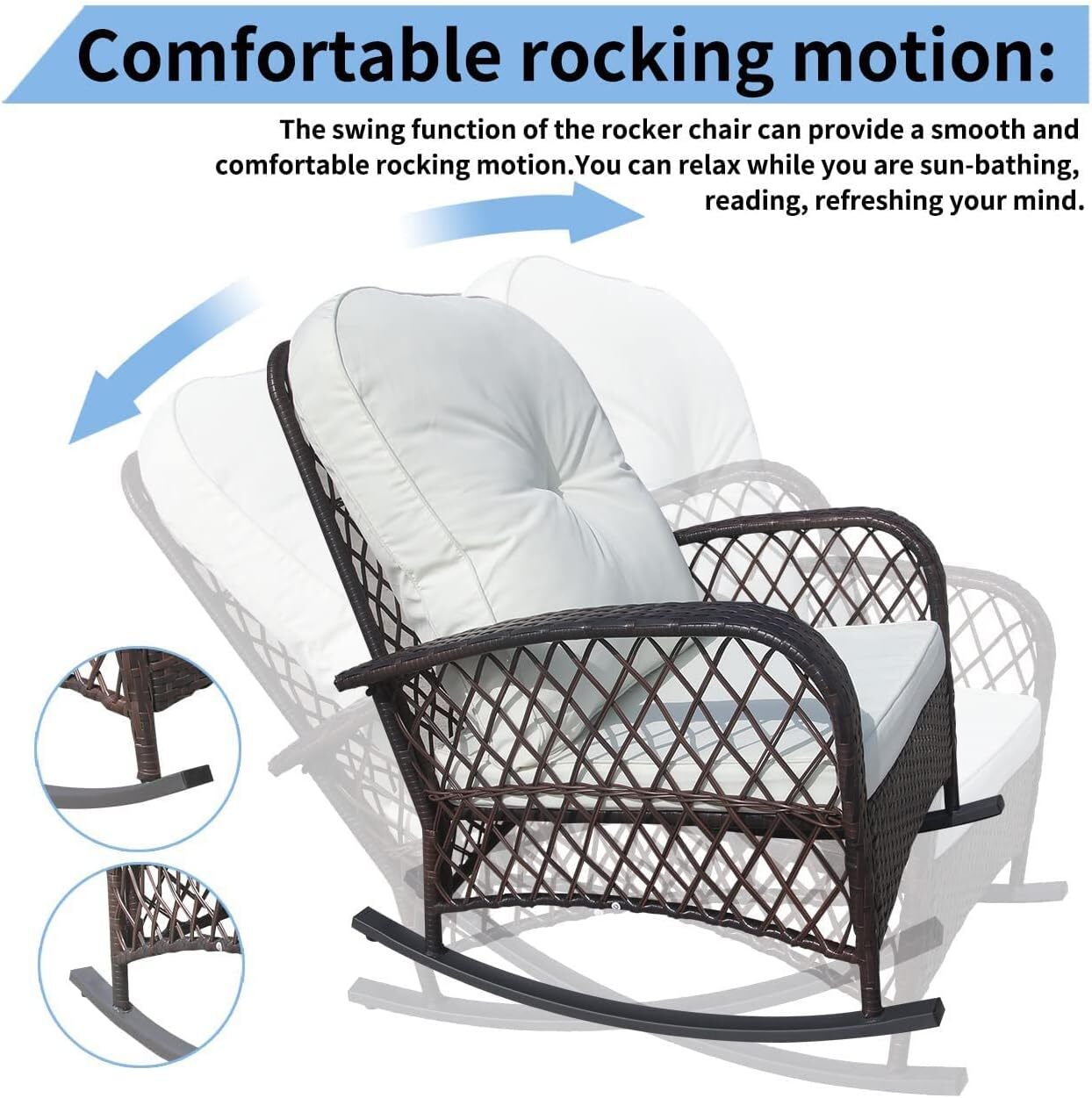 Rattan Rocking Chair Rocker Garden Furniture Seater Patio Bistro Recliner