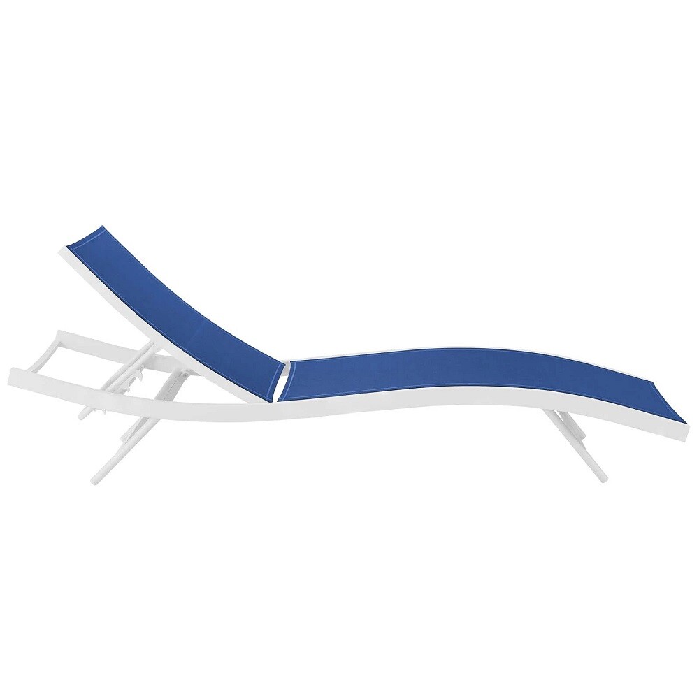 Modern Patio Chaise Lounge Chair Breathable Mesh Powder-Coated Aluminum Frame