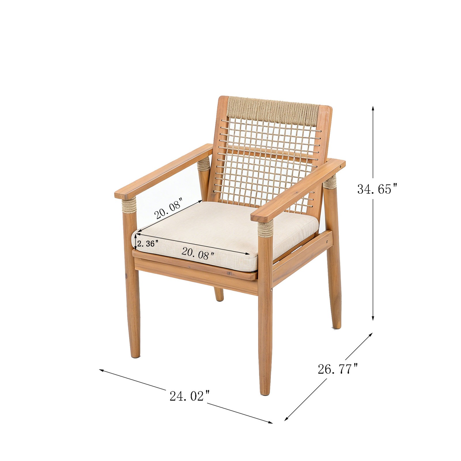 7-Piece Acacia Wood Outdoor Dining Set with Cushions, 6 Chairs & 1 Table