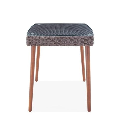 Athens All-Weather Wicker Outdoor 26″ H Cocktail Table with Glass Top,