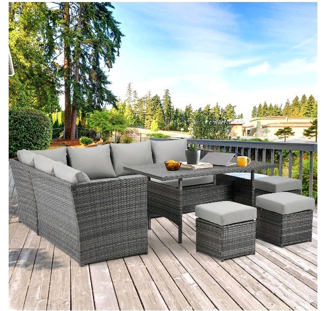 DarrelaX 7 Pc Patio Furniture Outdoor Conversation Set with Cushions And Table