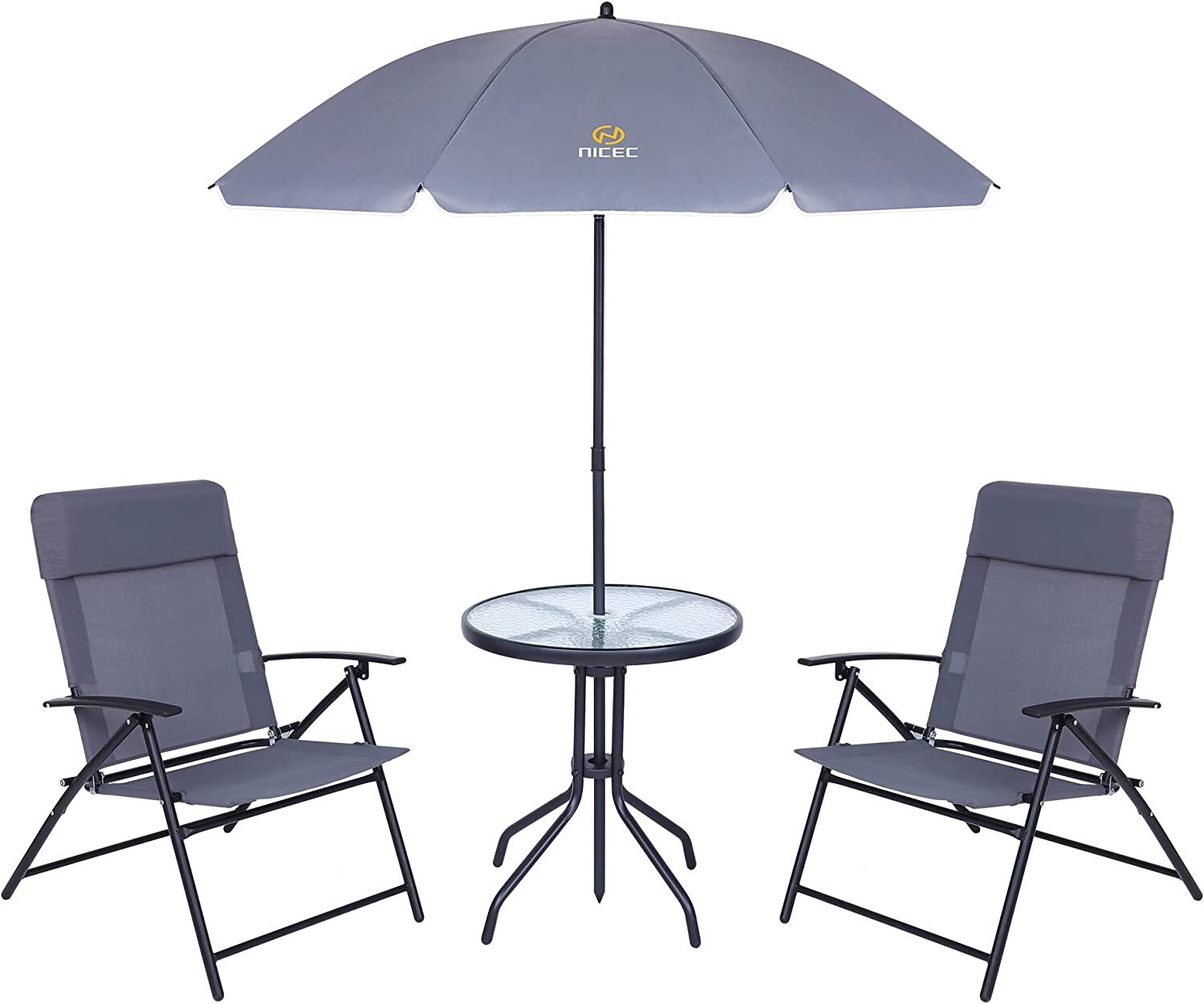 4-Pieces Dining Set 2-Person Patio Garden Outdoor Furniture Table Set W/Umbrella