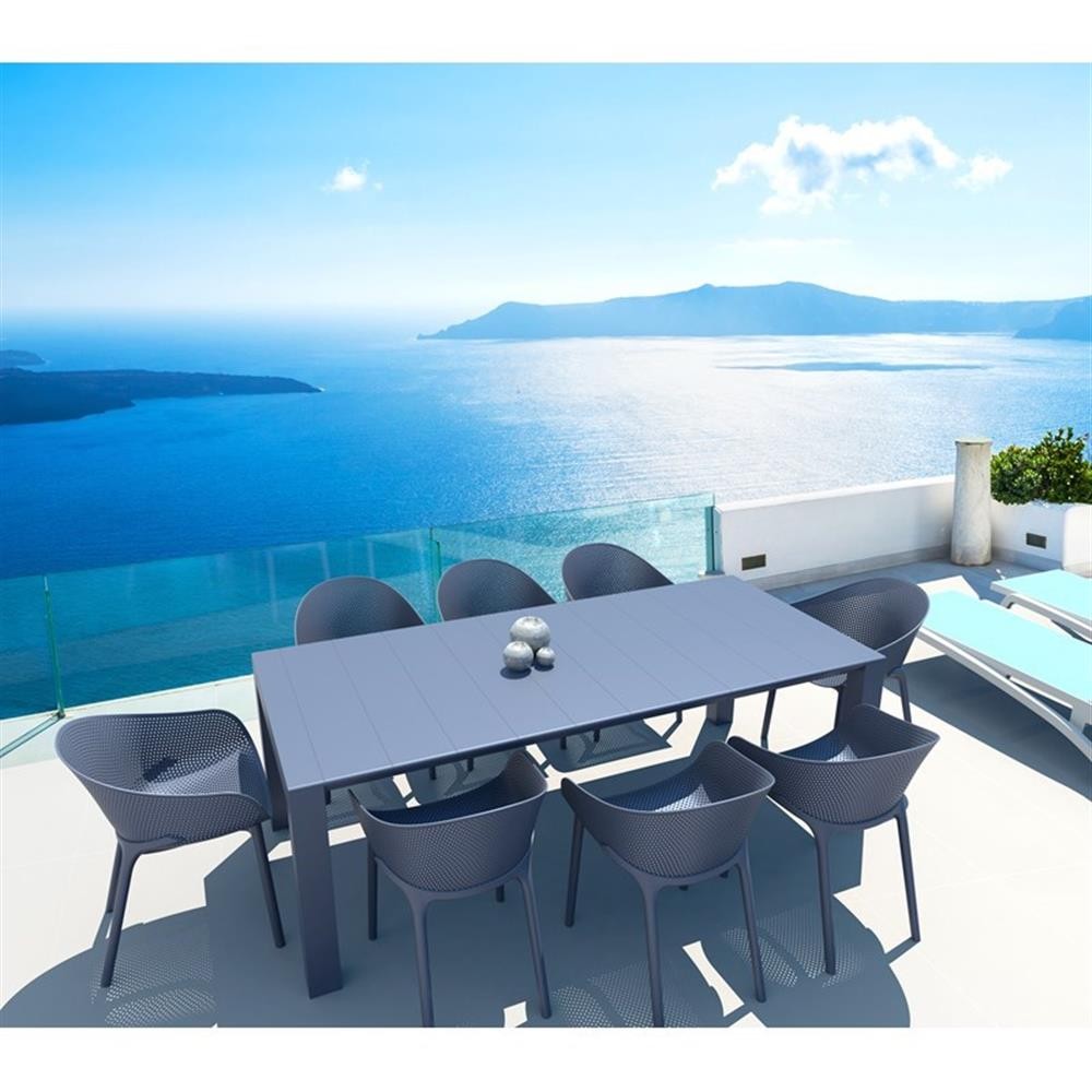 Compamia Vegas 86″ Extendable Patio Dining Table in Dark Gray