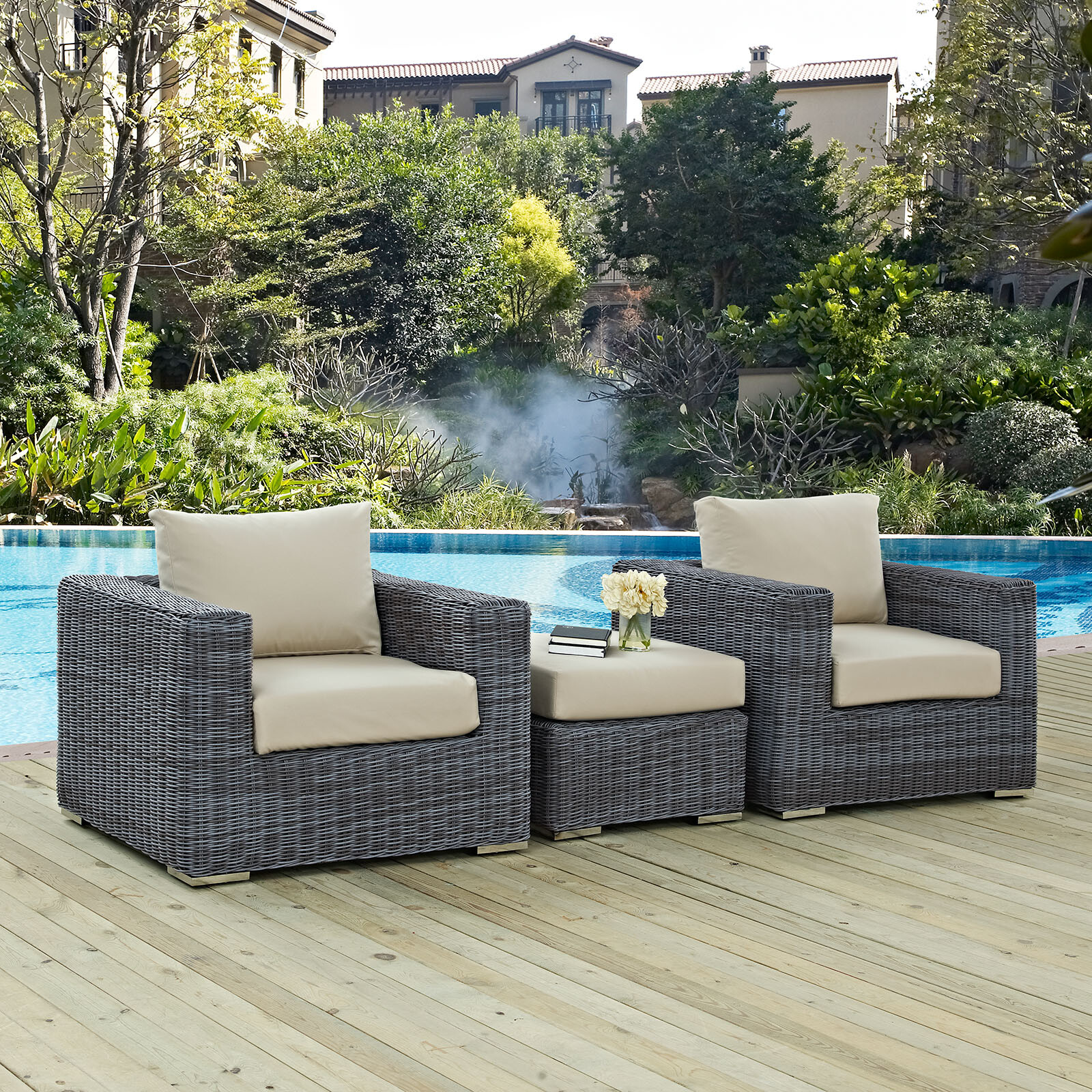 Modway 3 Piece Sunbrella® Sectional Set
