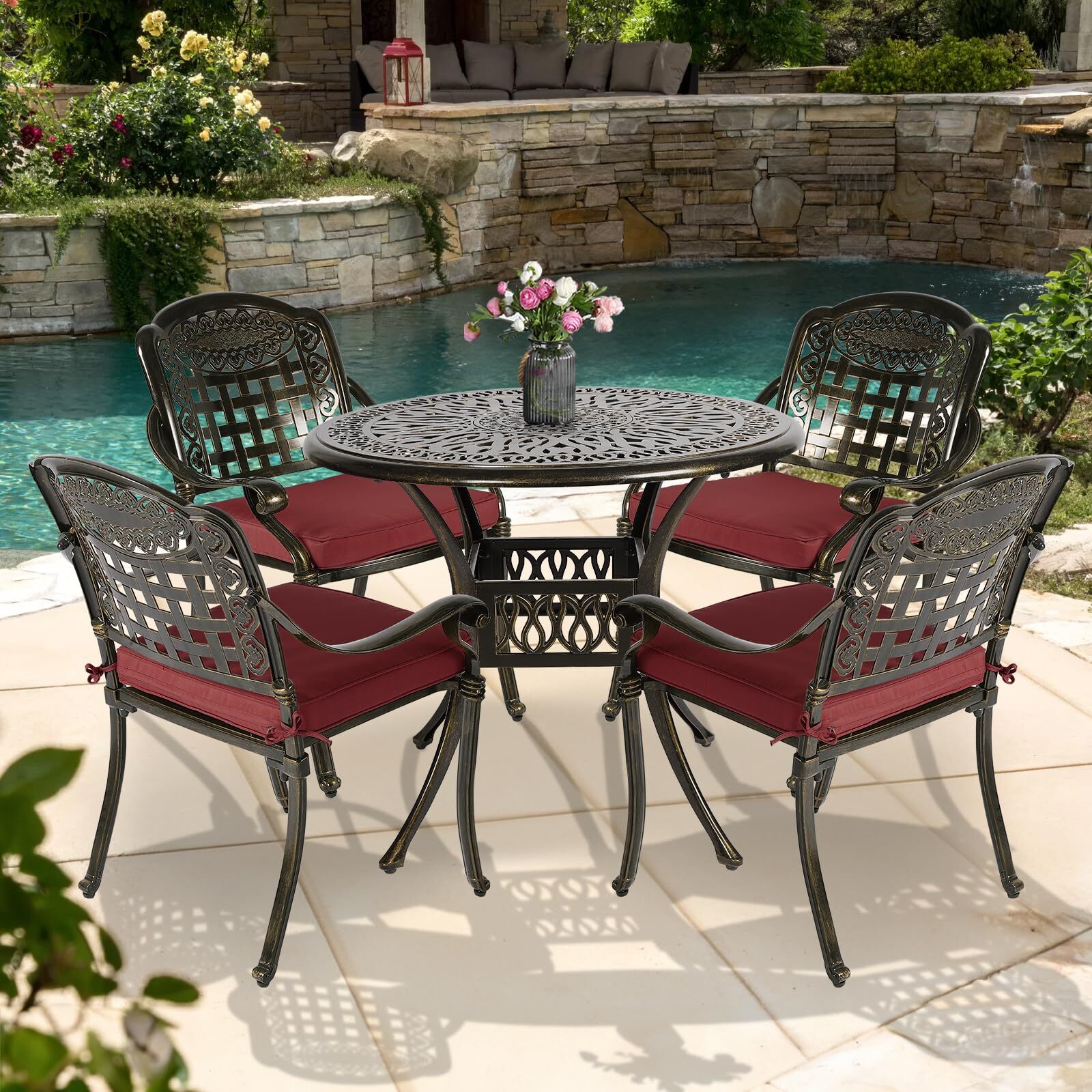 5-Piece Outdoor Patio Dining Set Outdoor Table and Chairs Furniture Set for 4