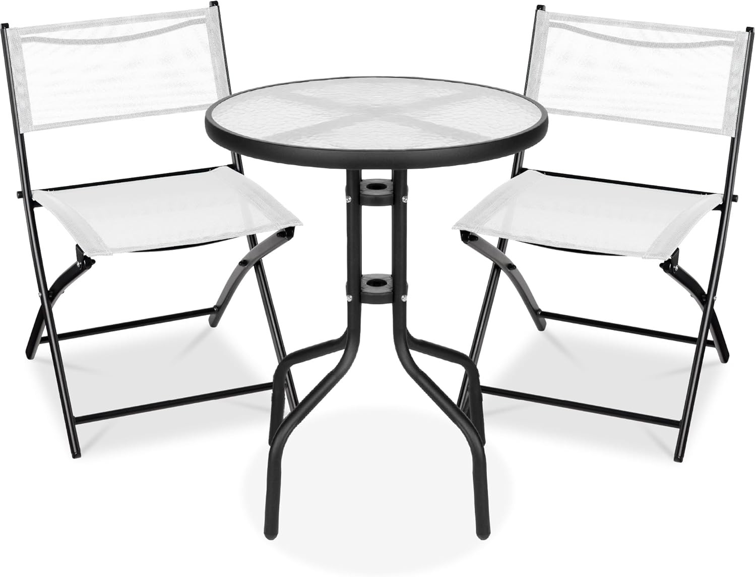 Best Choice Products 3-Piece Patio Bistro Dining Furniture Set W/Textured Glass