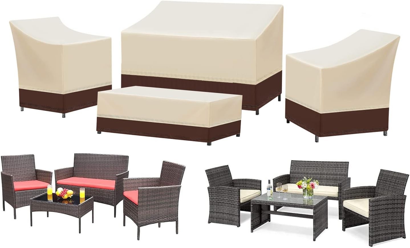 Patio Furniture Covers 4 Piece Set Waterproof Outdoor Patio Furniture Set