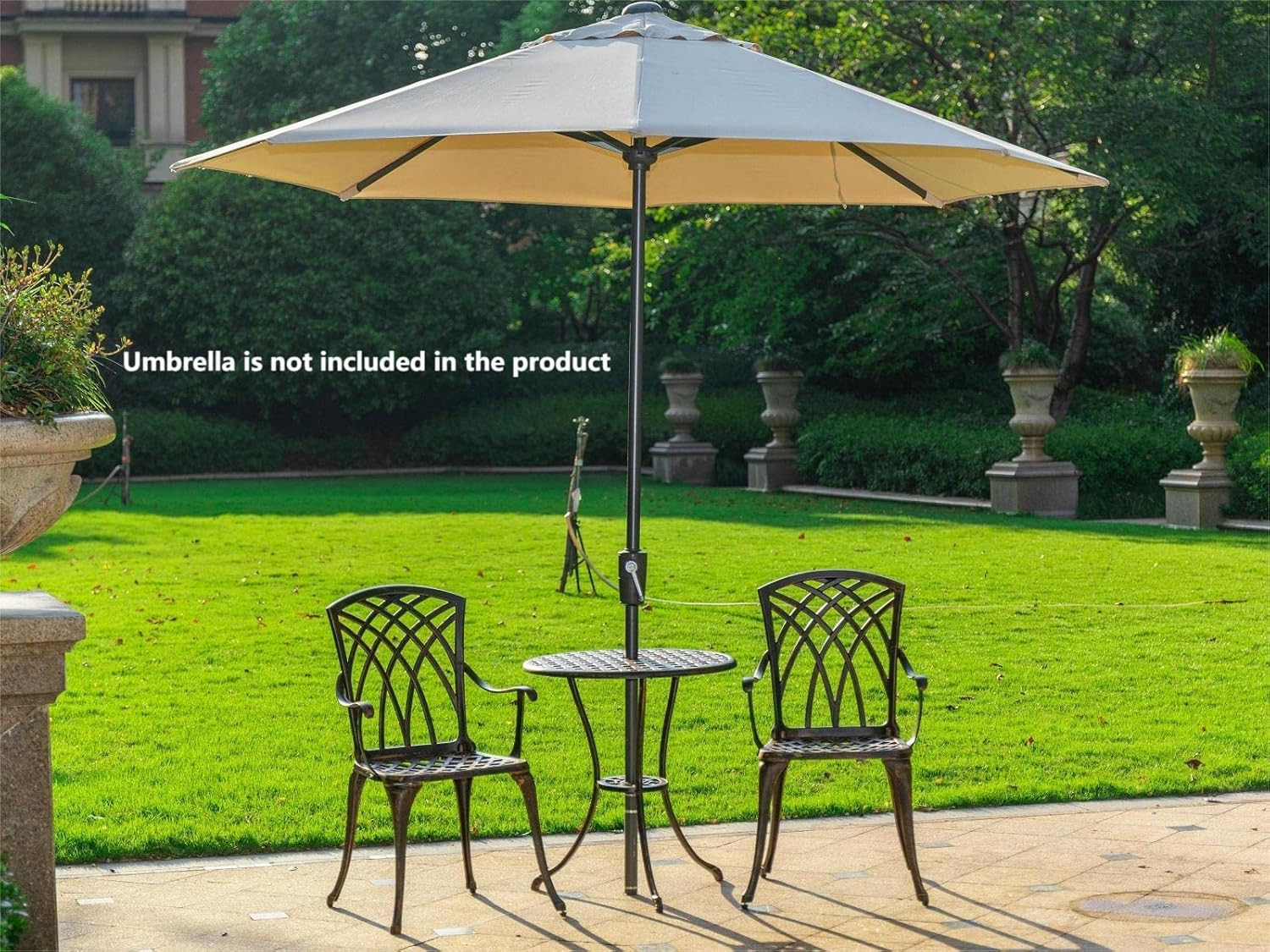Rustproof 3-Piece Bistro Set with Umbrella Hole for Outdoor Patio, Bronze