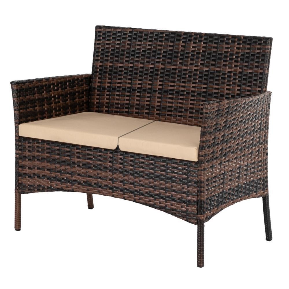 4 Pcs Outdoor Patio Lawn Sofa Set Rattan Wicker Furniture Table Cushion Yard N