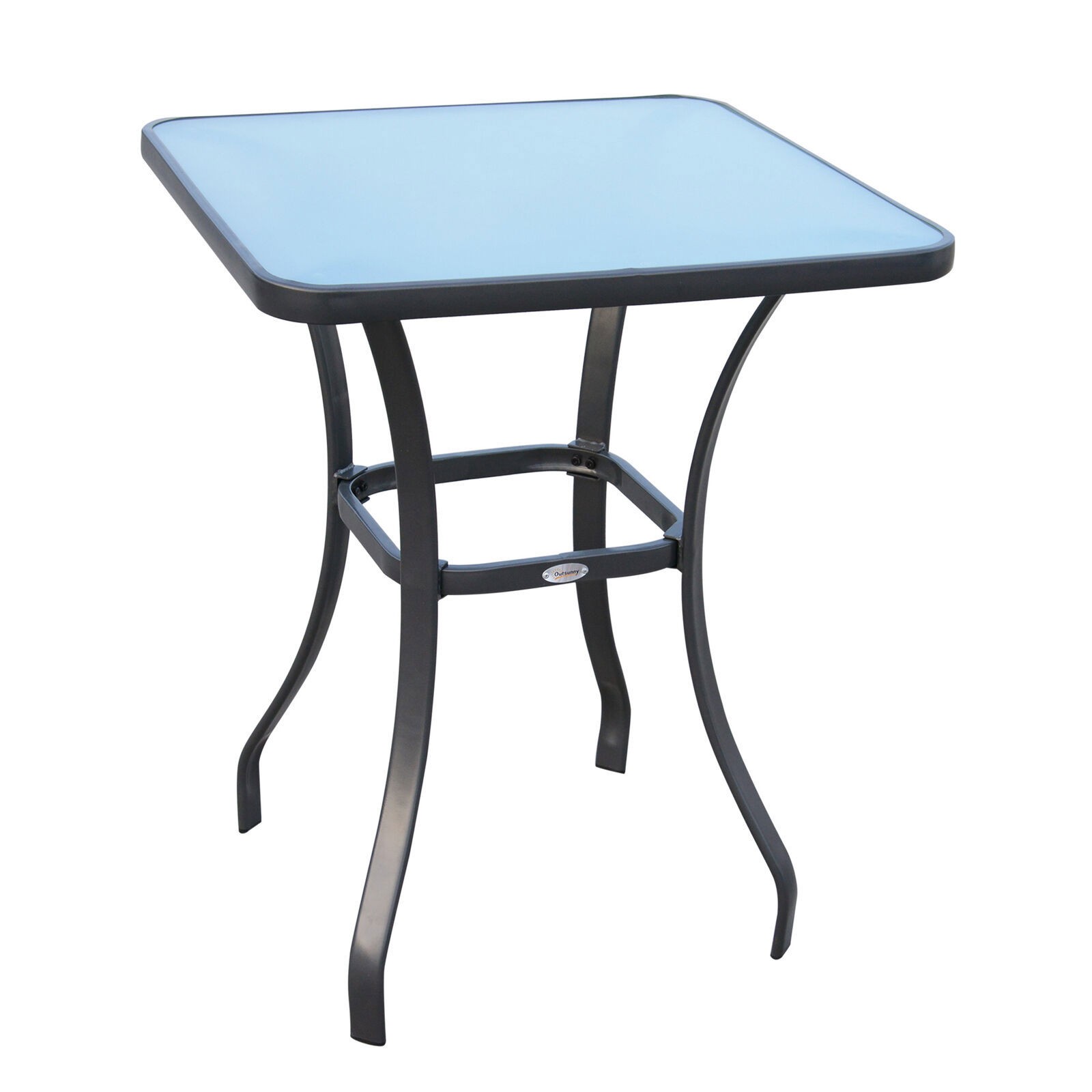 33″ Outdoor Garden Bistro Table Dining Table Steel Tempered Glass