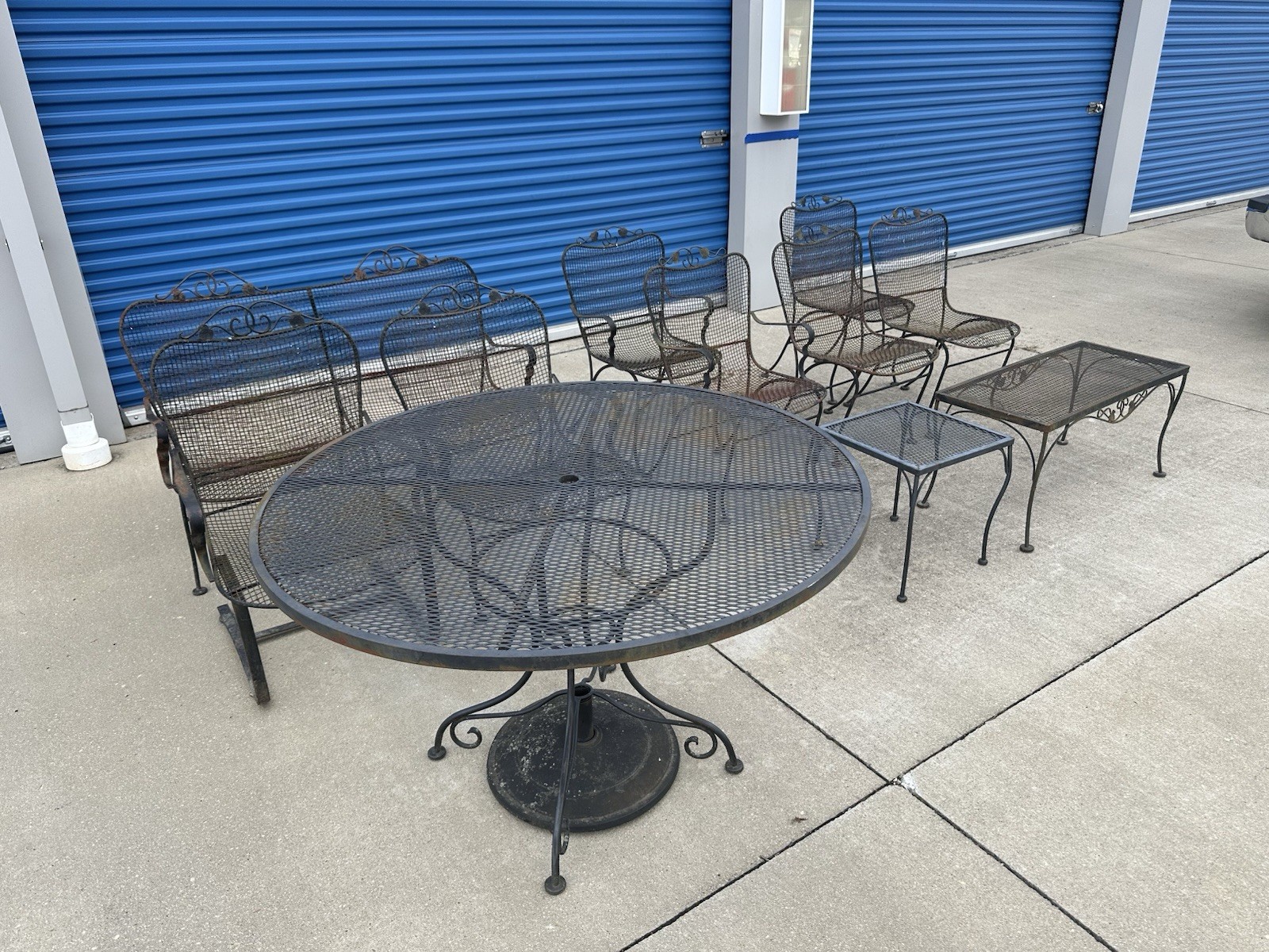 Spring Special – Price Reduced – Russell Woodard Wrought Iron, Large Patio Set