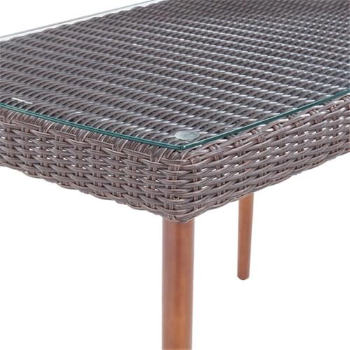Athens All-Weather Wicker Outdoor 26″ H Cocktail Table with Glass Top,
