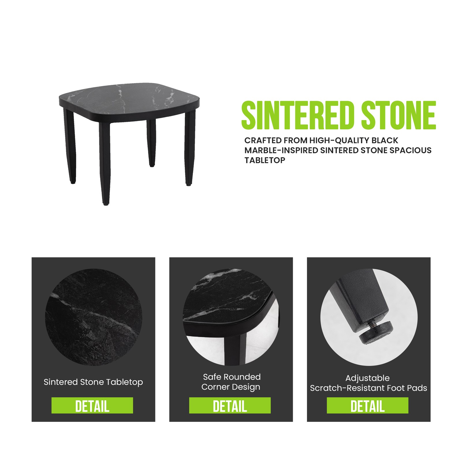 Outdoor Aluminum Patio Furniture Set, 2 Swivel Chairs, Side Table