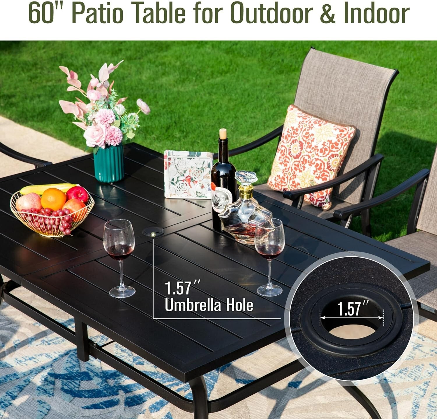 7 Piece Outdoor Patio Dining Set Fixed Chairs & Metal Table Heavy Duty for Lawn