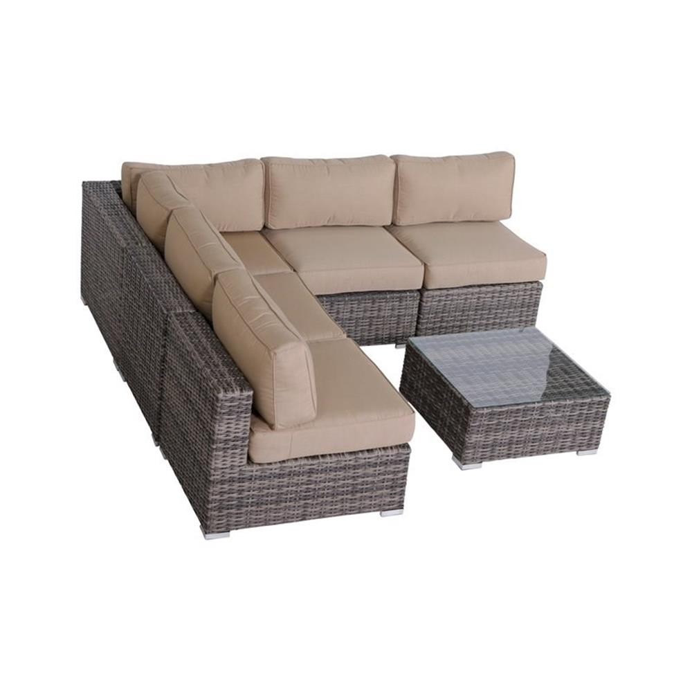 Living Source International 6-Piece Outdoor Set with Brown Cushions in Gray