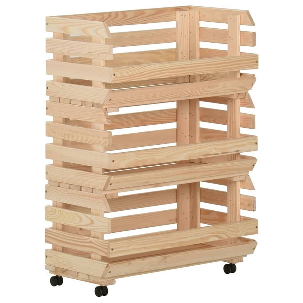 vidaXL Vegetable Trolley 22.4″x11.8″x31.5″ Solid Wood Pine
