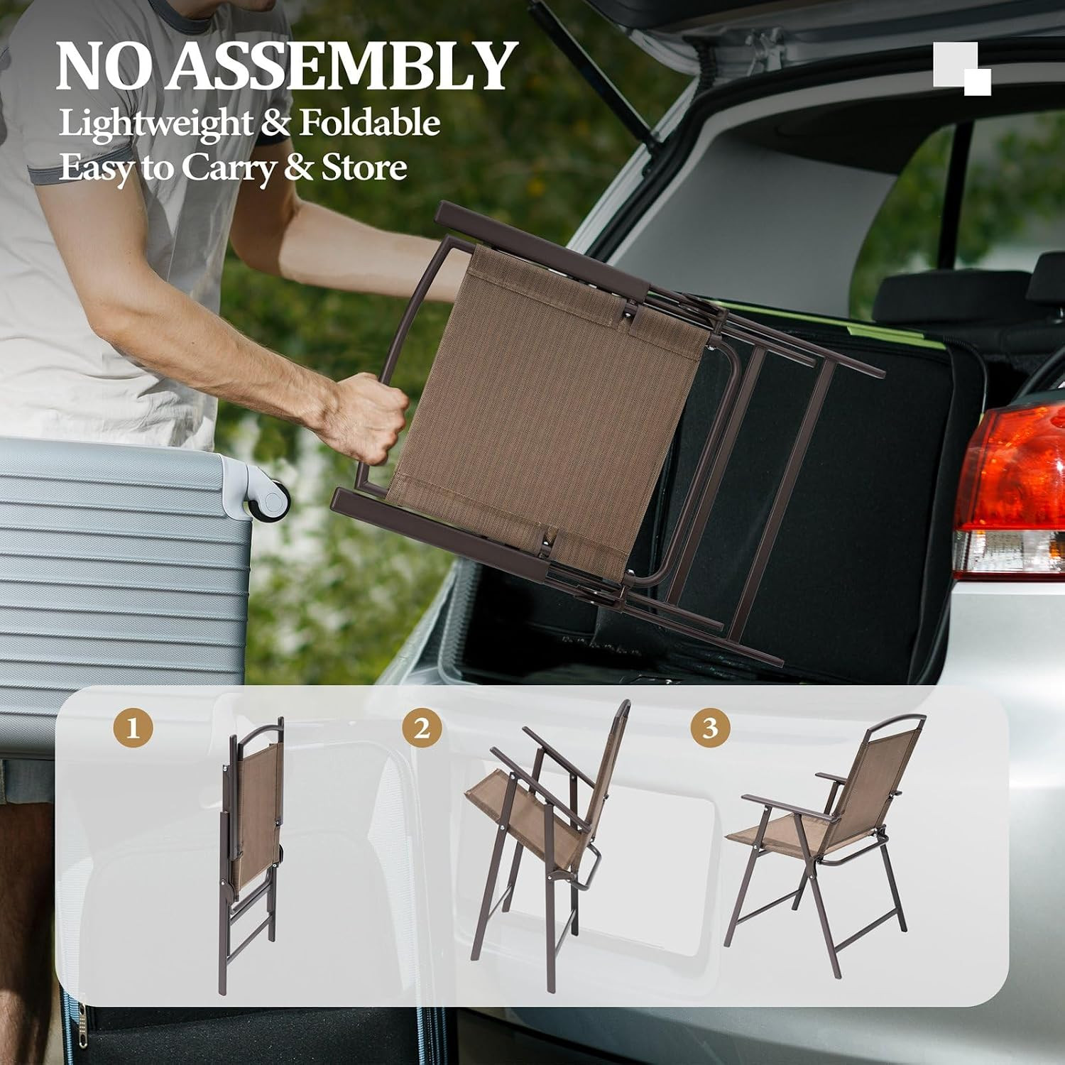 Crestlive Products 5 Piece Patio Dining Set with 4 Folding Chairs and Table Outd