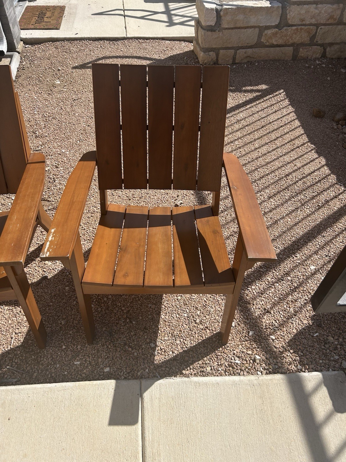 3-Piece Wood Patio Bistro Set, 2 Brown Chairs & Square Side Table, Brown
