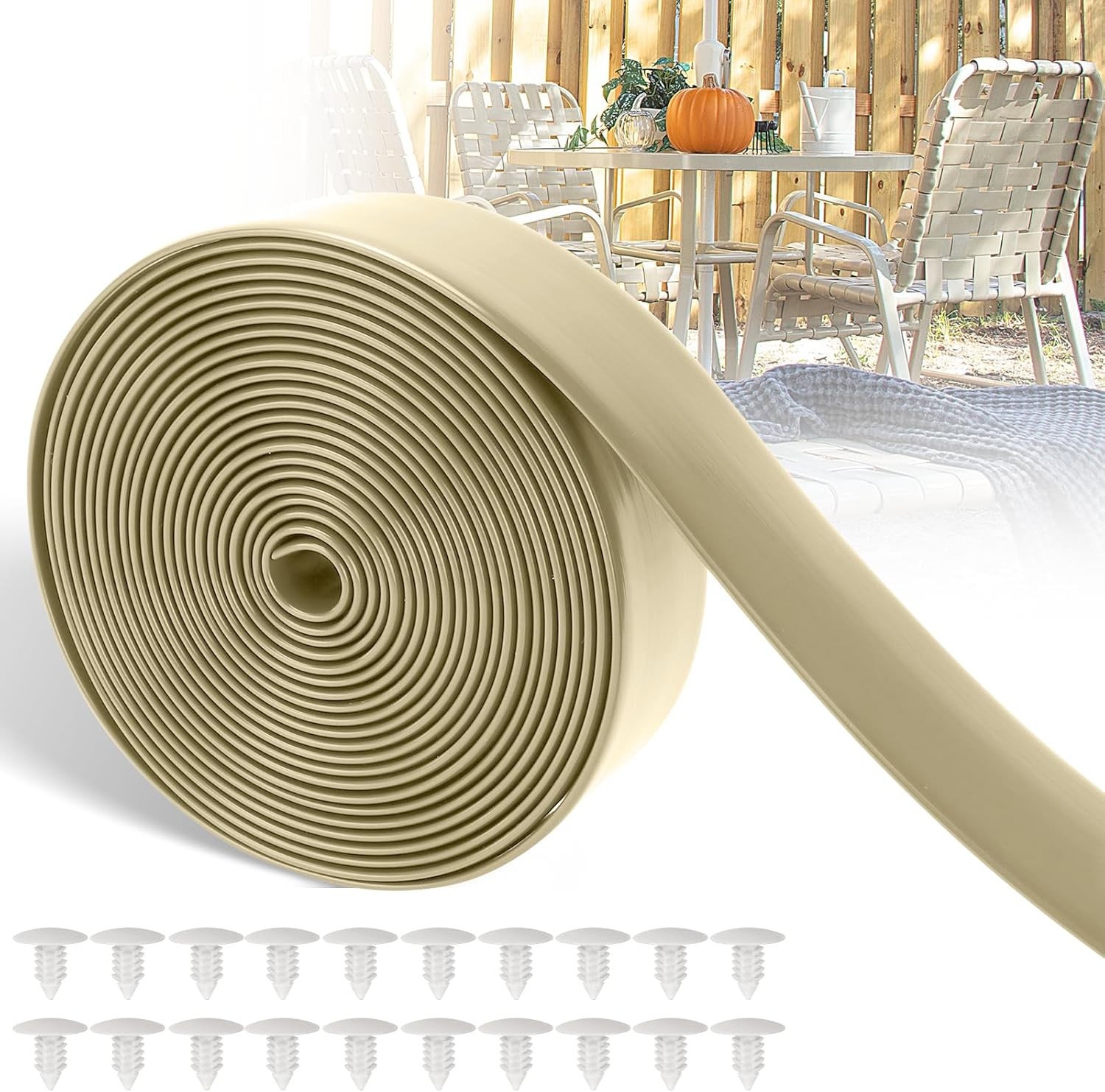 2″ Wide 20ft Long Vinyl Straps for Patio Chairs Repair DIY + 20 Rivets, Repla…