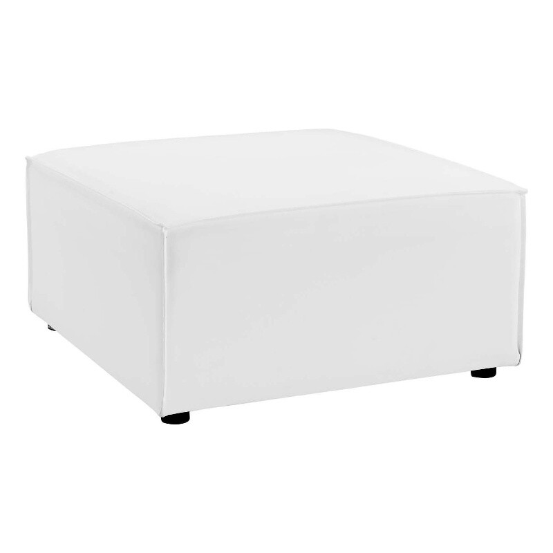 Modway Saybrook Fabric Upholstered Outdoor Patio Sofa Ottoman in White